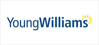 A blue and white logo for ing williams